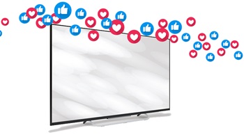 televisore con cuori e like